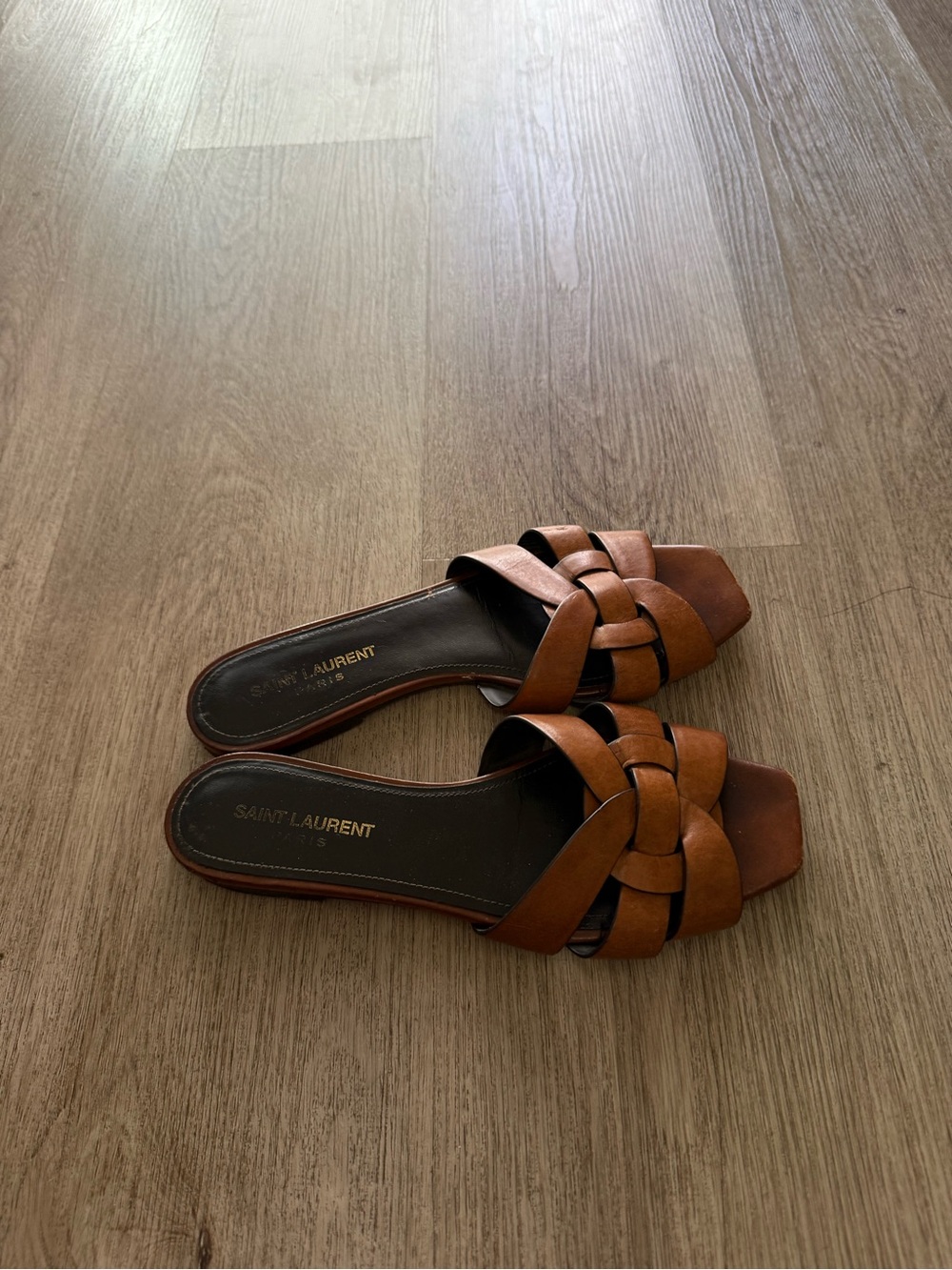 saint laurent tribute brown woven leather mule slide sandasl shoes size 38 - Picture 3 of 10